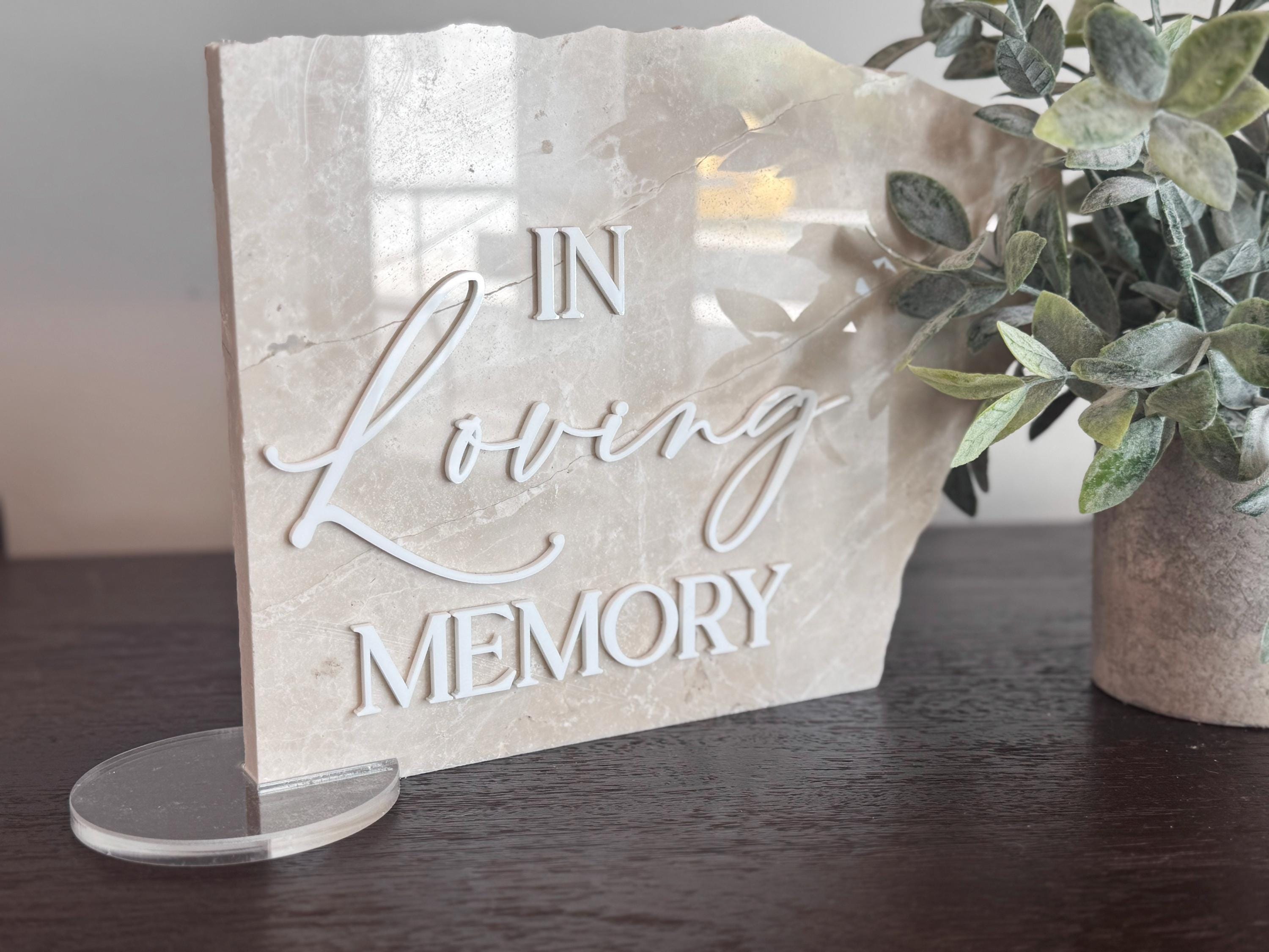 Mwmory Sign Marble 3D in Loving Memory Table Sign | Modern Wedding Decor | Favor ...