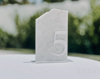 3D Marble Stone Table Numbers | Wedding Unique Signage | Custom Layered Decor | Table Numbers | Tablescape Decor | Natural Marble