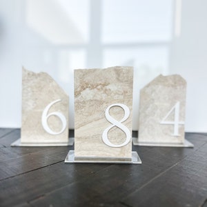 3D Marble Stone Table Numbers | Wedding Unique Signage | Custom Layered Decor | Table Numbers | Tablescape Decor | Travertine Looking