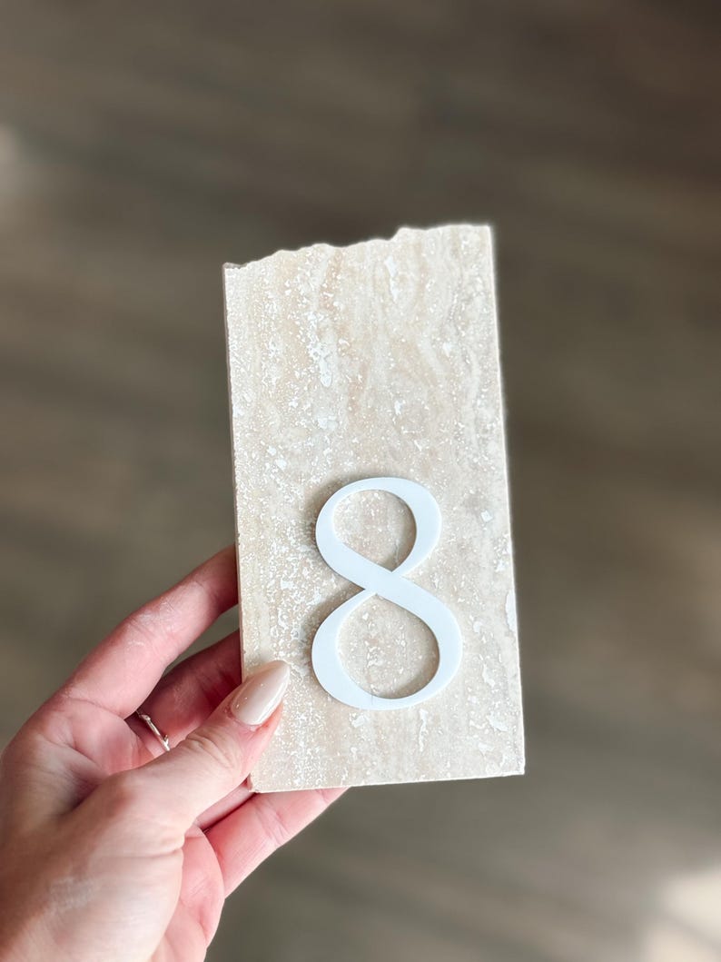 3D Travertine Stone Table Numbers | Wedding Unique Signage | Custom ...
