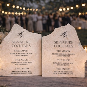 Marble Stone Bar Sign | Wedding Unique Signage | Menu sign | Drink Sign | Bar Sign | Signature Drinks