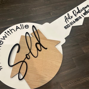 Personalized Realtor Key | Closing Realty | House Sold Acrylic and Wood Sign | Closing Prop | Realtor Gift Sold Sign