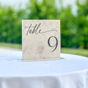 Marble Stone Table Numbers | Wedding Unique Signage | Custom Layered Decor | Table Numbers | Tablescape Decor | Natural Marble Travertine