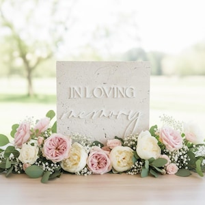 Marble 3D In Loving Memory Table Sign | Modern Wedding Decor | Favor Sign | Party Tabletop Signs | Gold Mirror | Memorial Sign