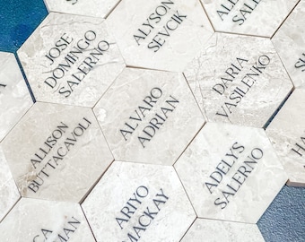 Marble Stone Acrylic Place Card Settings, Acrylic Place Names, Wedding Place Names, Event Name Settings, Travertine & Limestone Looking
