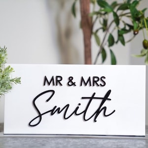 Insegna in pietra di marmo acrilico 3D / Insegna da tavolo Mr e Mrs Sweetheart / Insegna da tavolo per matrimoni / Insegna Mr e Mr / Mrs e Mrs / Insegna unica