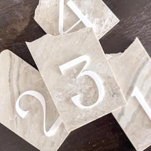 3D Marble Stone Table Numbers | Wedding Unique Signage | Custom Layered Decor | Table Numbers | Tablescape Decor | Travertine Looking
