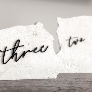 3D Acrylic Table Number Stone Sign | Wedding Unique Signage | Custom Layered Decor | Table Numbers | Marble | Unique Different Sign