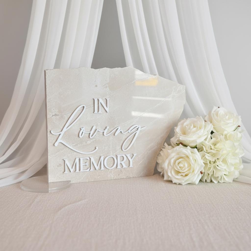 Mwmory Sign Marble 3D in Loving Memory Table Sign | Modern Wedding Decor | Favor ...
