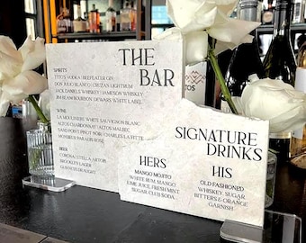 Marble Stone Bar Sign | Wedding Unique Signage | Menu sign | Drink Sign | Bar Sign | Signature Drinks | Duo Sign