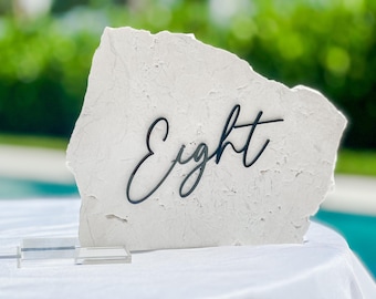 3D Acrylic Table Number Stone Sign | Wedding Unique Signage | Custom Layered Decor | Table Numbers | Marble | Unique Different Sign