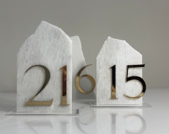 3D Marble Stone Table Numbers | Wedding Unique Signage | Custom Layered Decor | Table Numbers | Tablescape Decor | Natural Marble