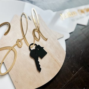 Personalized Realtor Key with Hanging Keys | Closing Realty | House Sold Acrylic and Wood Sign | Closing Prop | Realtor Gift Sold Sign