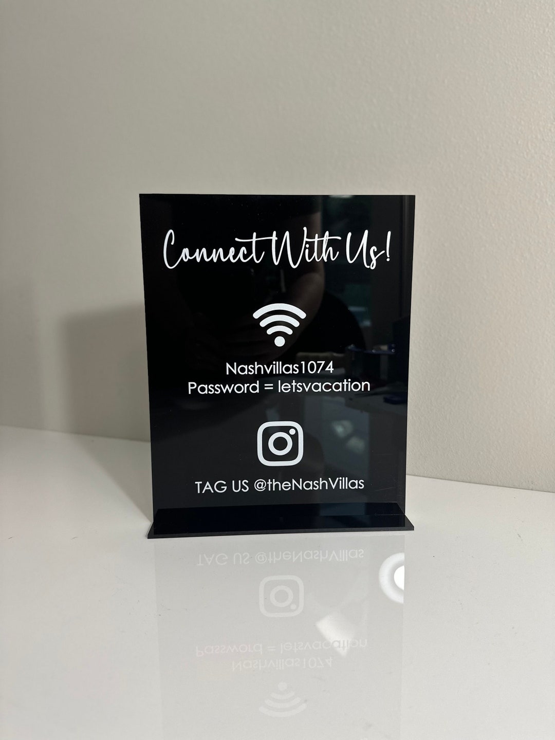 Wifi Acrylic Sign With Stand Username and Password Sign Home Etsy