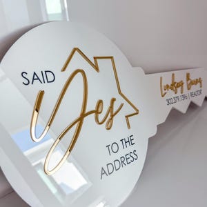 Personalized Realtor Key | Say yes to the address | Closing Realty | House Sold Acrylic and Wood Sign | Closing Prop | Realtor Gift Sold