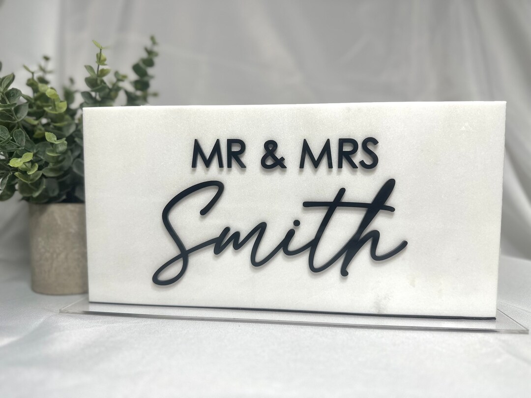 3D Acrylic Marble Stone Sign Mr and Mrs Sweetheart Table - Etsy