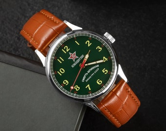 Orologio da polso da uomo meccanico militare sovietico Raketa Komandirskie "Morte alle spie" degli anni '90, regalo per uomini, regalo vintage per amici e uomini