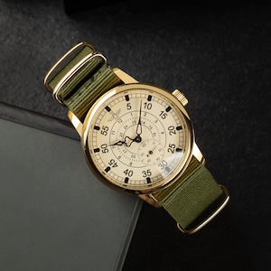 Orologio da polso da uomo vintage dell'aviazione militare, regalo per uomo, orologio meccanico, gioielli da uomo, regalo per lui, orologi pilota Nylon Green