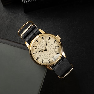 Militär Luftfahrt vintage Herren Armbanduhr, Geschenk für Männer, Mechanische Uhr, Herren Schmuck, Geschenk für Ihn, Pilot Uhren Nylon Black