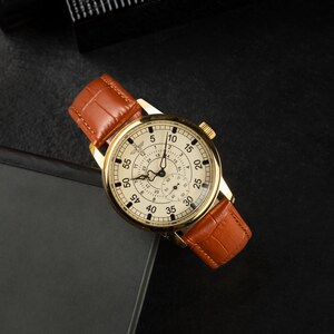 Orologio da polso da uomo vintage dell'aviazione militare, regalo per uomo, orologio meccanico, gioielli da uomo, regalo per lui, orologi pilota Brown Leather