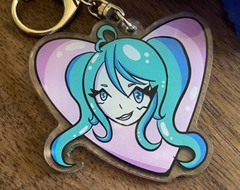 Hatsune Miku Heart Shaped Acrylic Keychain