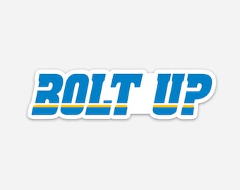 Bolt Up Los Angeles Chargers Vinyl Decal Sticker (white border)