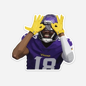 Justin Jefferson Minnesota Vikings Vinyl Sticker Griddy (white border)