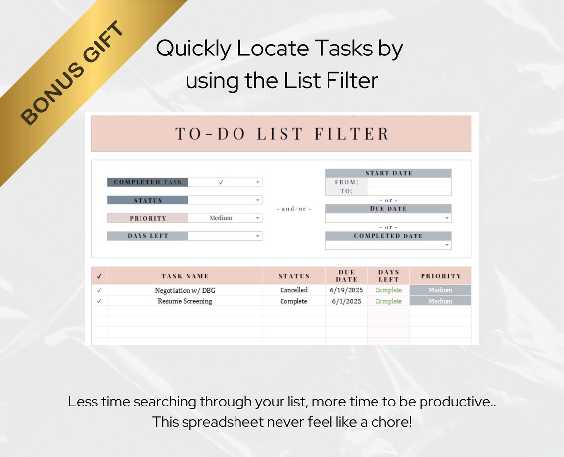 Task Tracker Spreadsheet To-do List Google Sheets Template Task Planner ...
