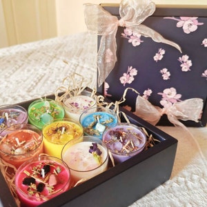 9 spell candles | tealight gift box | Wiccan Gift | Intention Candles | Crystal Infused | Chakra Candles | Positive Energy | Aura Cleanse