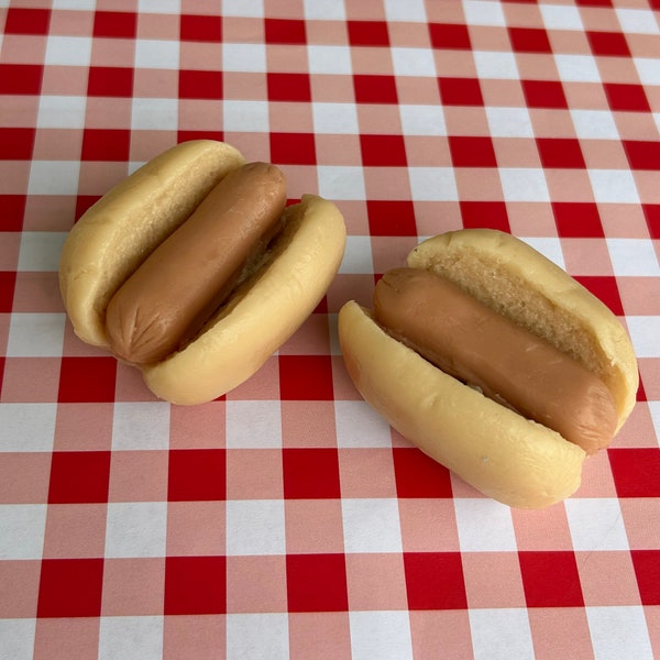 Mini hot dog soap, food soap, hot dog soap, faux food soap