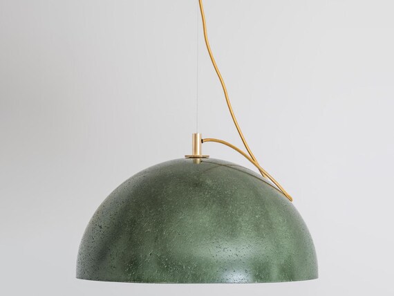 Large Concrete Pendant Lamp. Modern Lighting. Dome Lamp Style. 100% Handcrafted Lamp. Different sizes. Scandinavian Sage Green Lamp.
