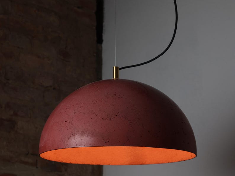 Burgundy Bordeaux Lamp. Concrete Pendant Lamp. Unique Design Lamp. Kitchen lighting