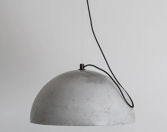 Grande lampada a sospensione in cemento. Illuminazione moderna e unica. Stile lampada a cupola. 100% artigianale. Diverse misure. Lampada grigia.