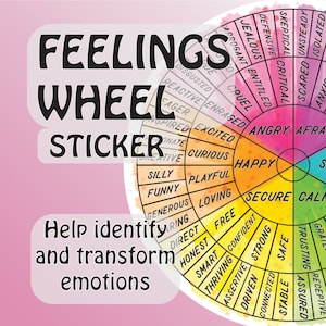 Laminated Feelings Wheel Sticker, Waterproof Emotions Wheel Sticker, Mental Health Awareness Stickers, Emotion Wheel, Self Regulation Prompt