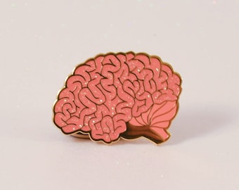 Glitter Brain Pin - Anatomical Brain Hard Enamel Pin