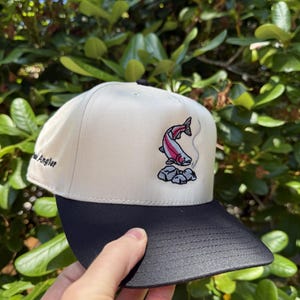 Salmon Patch Mid Profile Baseball Cap | Embroidered Fishing Hat | Groomsmen Gifts