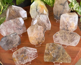 Dendritic Quartz Faceted Freeform Slab