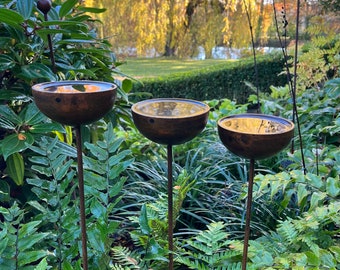 Rain Catchers - Large x3 | Rusty Metal | Garden Present | Water Feature