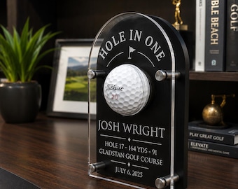 Personalized Hole In One Golf Ball Display | Custom Golf Ball Holder | Hole In One Award | Golf Achievement Trophy | Golf Gift for Golfer