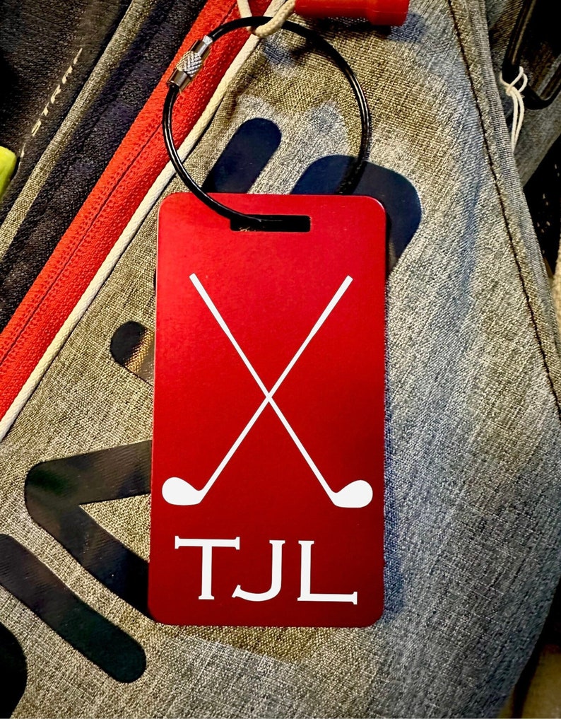 Golf Bag Tag Custom Engraved Metal Tag Initials Luggage Etsy