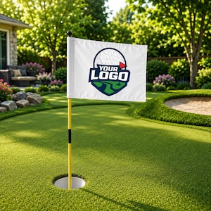 Personalized Putting Green Flag | Custom 6x8 Golf Pin Flag | Backyard Golf Flag | Home Practice Green | Custom Logo Mini Golf Flag