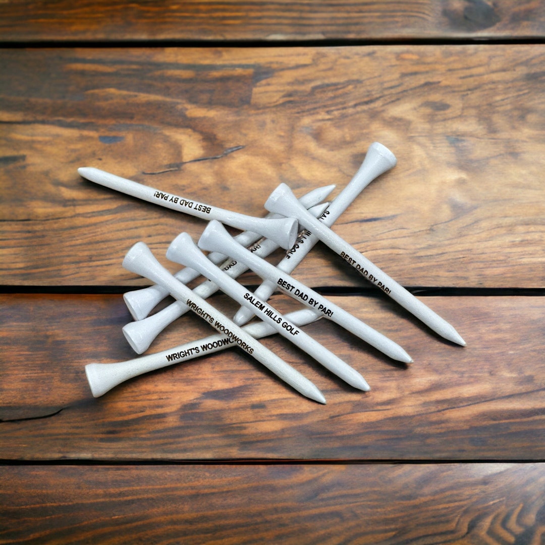 Personalized Golf Tees Custom Laser Engraved 3.25 Natural Wood or White