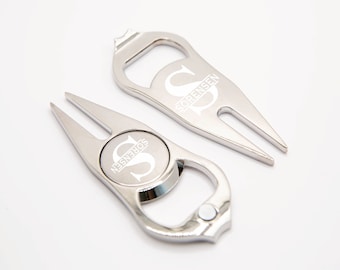 Personalized Multi Golf Divot Tool & Ball Marker Set - Bottle Opener - Pitch Mark Repair - Custom - Gift For Golfers