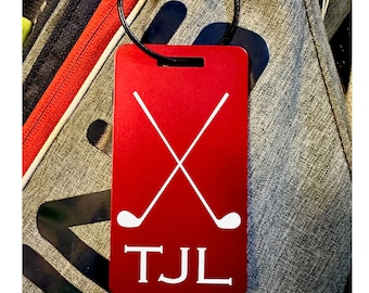 Golf Bag Tag - Custom Engraved Metal Tag - Initials - Luggage Tag - Personalized - Monogram - Golf Gift Idea - 4"x2"