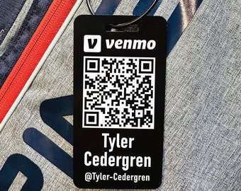 Golf Bag Tag - Venmo PayPal QR Code - Custom Engraved Metal Tag - Luggage Tag - Personalized - Payment - Golf Gift Idea - 4"x2" - PGA TOUR