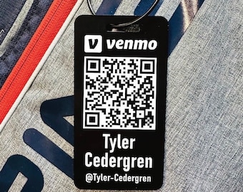 Golf Bag Tag - Venmo PayPal QR Code - Custom Engraved Metal Tag - Luggage Tag - Personalized - Payment - Golf Gift Idea - 4"x2" - PGA TOUR