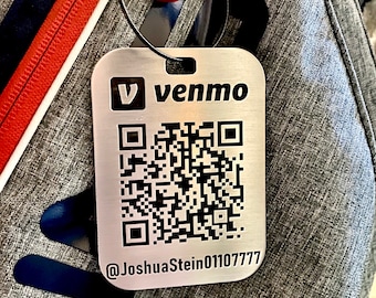 Golf Bag Tag - Venmo Paypal QR Code - Custom Engraved Metal - Luggage Tag - Personalized - Golf Gift Idea - Golf Bag Name Tag