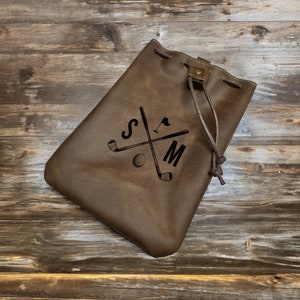 Personalized Golf Valuables Pouch - Genuine Leather - Golf Tee Bag - Golf Ball Bag - Gifts For Men - Groomsmen Gifts - Golf Bag Accessories