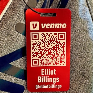 Golf Bag Tag - Venmo PayPal QR Code - Custom Engraved Metal Tag - Luggage Tag - Personalized - Payment - Golf Gift Idea - 4"x2" - PGA TOUR