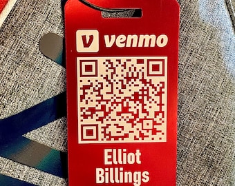 Golf Bag Tag - Venmo PayPal QR Code - Custom Engraved Metal Tag - Luggage Tag - Personalized - Payment - Golf Gift Idea - 4"x2" - PGA TOUR